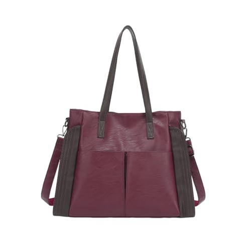 CORIOS Elegant Handtasche PU Leder Schultertasche Große Kapazität Henkeltasche Wasserdicht Umhängetasche Damen Mode Tragetasche Tote Beutel Henkeltaschen für Reisen Büro Alltag Rot von CORIOS