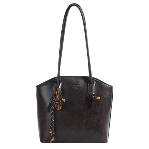 CORIOS Elegante Damen PU Ledertasche Business Aktentasche Handtasche mit Tennisschläger Schlüsselanhänger Große Schultertasche für Büro Arbeit Reise Kaffee von CORIOS