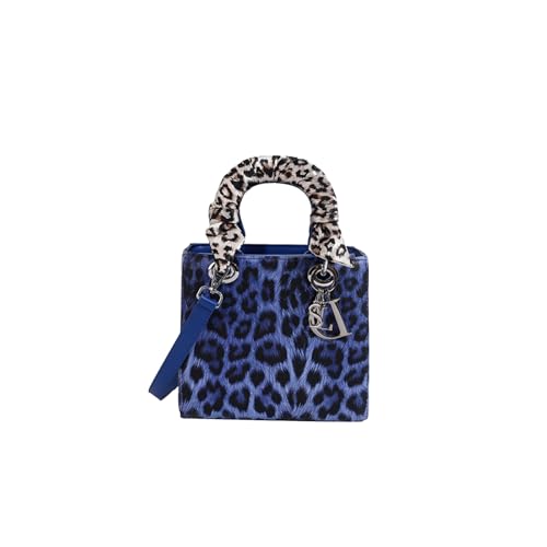 CORIOS Handtasche mit Leopardenmuster Damen PU-Leder Schultertasche Wasserdicht Umhängetaschen Mode Messenger-Tasche Henkeltasche Elegant Tote Beutel Tragetasche Henkeltaschen Blau S von CORIOS