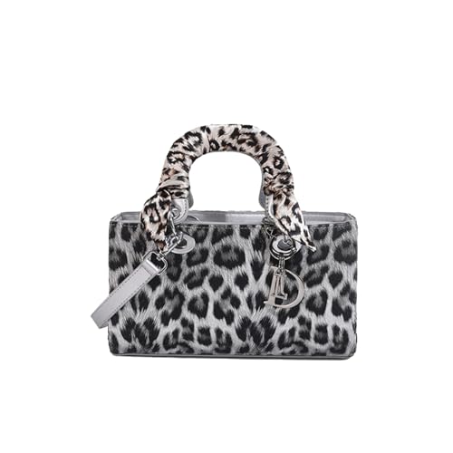 CORIOS Handtasche mit Leopardenmuster Damen PU-Leder Schultertasche Wasserdicht Umhängetaschen Mode Messenger-Tasche Henkeltasche Elegant Tote Beutel Tragetasche Henkeltaschen Grau M von CORIOS