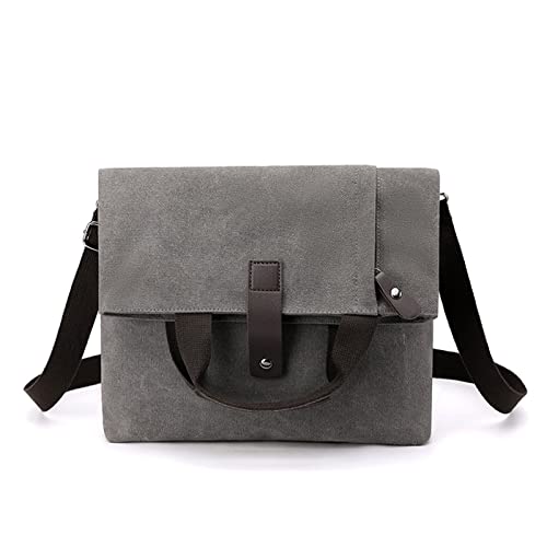 CORIOS Herren Umhängetaschen Canvas Schultertasche Casual Henkeltaschen Groß Schulterhandtasche Handtasche für Reise Schule Hochschule Arbeit Outdoor Grau von CORIOS