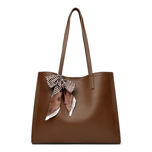 CORIOS Laptoptasche Damen Aktentasche PU Leder Handtasche Wasserdicht Schultertasche Große Shopper Tasche Arbeitstasche Elegant Henkeltaschen Tragetasche für Business Lehrertasche Büro Dunkelbraun von CORIOS