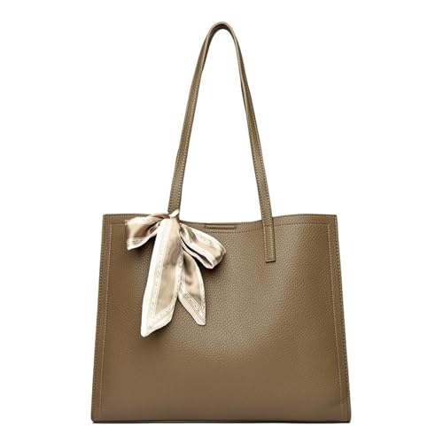 CORIOS Laptoptasche Damen Aktentasche PU Leder Handtasche Wasserdicht Schultertasche Große Shopper Tasche Arbeitstasche Elegant Henkeltaschen Tragetasche für Business Lehrertasche Büro Grau von CORIOS