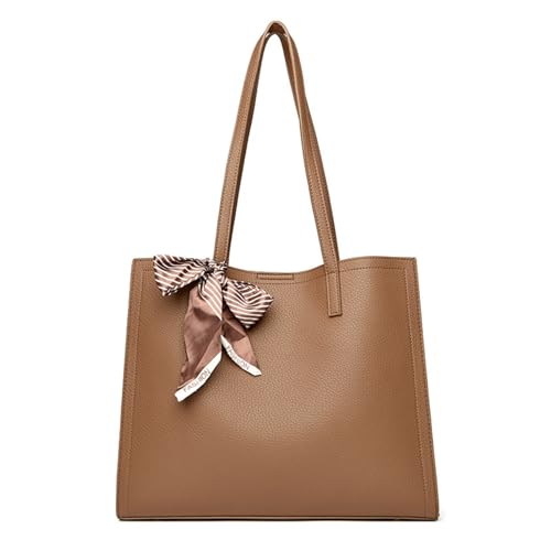 CORIOS Laptoptasche Damen Aktentasche PU Leder Handtasche Wasserdicht Schultertasche Große Shopper Tasche Arbeitstasche Elegant Henkeltaschen Tragetasche für Business Lehrertasche Büro Khaki von CORIOS