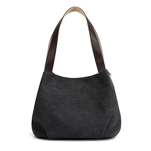 CORIOS Mode Damen Achseltasche Canvas Handtasche Schultertasche Henkeltaschen Casual Tragetasche Henkeltasche Unterarmtasche Tote Beutel für Arbeit Schule Shopper Reise Alltag Schwarz von CORIOS