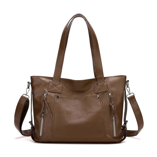 CORIOS Mode Handtasche PU Leder Schultertasche Wasserdicht Umhängetasche Große Kapazität Henkeltasche Elegant Tote Beutel Damen Tragetasche Reisen Büro Alltag Henkeltaschen Kaffee von CORIOS