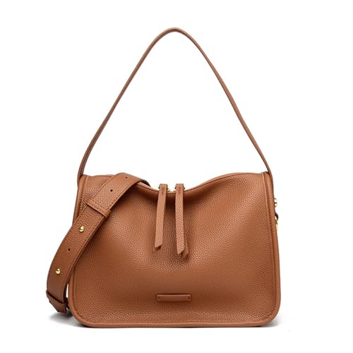 CORIOS Mode Handtasche PU Leder Schultertasche Wasserdicht Umhängetasche Mittlere Kapazität Henkeltasche Elegant Tote Beutel Damen Tragetasche Reisen Büro Alltag Henkeltaschen Gelbliches Braun von CORIOS