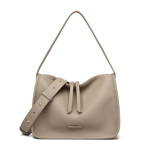 CORIOS Mode Handtasche PU Leder Schultertasche Wasserdicht Umhängetasche Mittlere Kapazität Henkeltasche Elegant Tote Beutel Damen Tragetasche Reisen Büro Alltag Henkeltaschen Grau von CORIOS