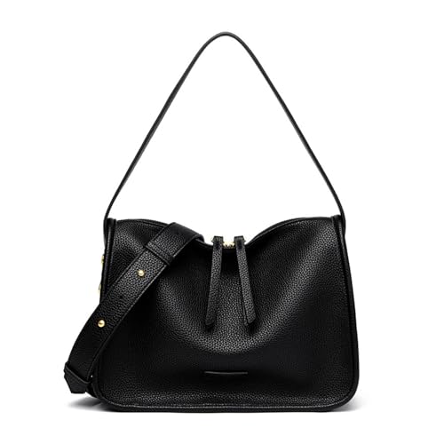 CORIOS Mode Handtasche PU Leder Schultertasche Wasserdicht Umhängetasche Mittlere Kapazität Henkeltasche Elegant Tote Beutel Damen Tragetasche Reisen Büro Alltag Henkeltaschen Schwarz von CORIOS