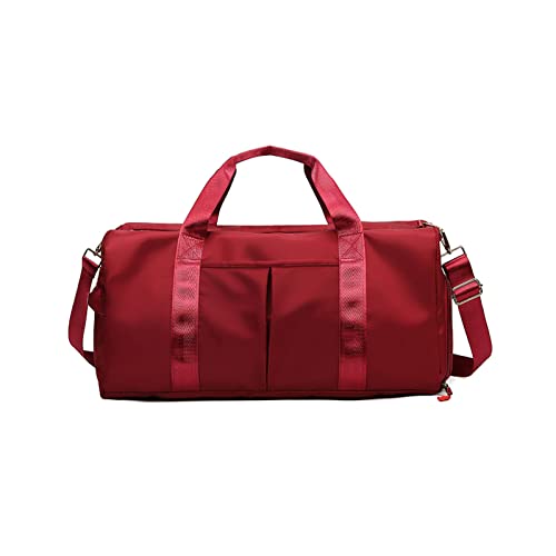 CORIOS Nylon Reisetaschen Duffle Bag Sporttasche Fitnesstasche Schwimmtasche für Herren/Damen Faltbare Weekender Übernachtung Tasche Trainingstasche Kabinenreisetasche Handgepäck mit Schuhfach Rot von CORIOS