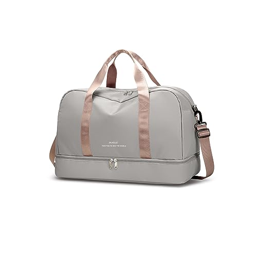 CORIOS Nylon Sporttasche für Herren/Damen Reisetaschen Duffle Bag Weekender Übernachtung Tasche Fitnesstasche Schwimmtasche Groß Trainingstasche Kabinenreisetasche für Reisen Sport Fitnessstudio Grau von CORIOS