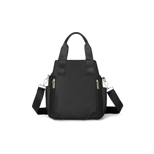 CORIOS Nylon Umhängetasche Damen Schultertasche Wasserdicht Henkeltasche Casual Tragetasche Multifunktionale Handtasche Leicht Tote Beutel Henkeltaschen für Einkaufen Reise Arbeit Alltag Schwarz von CORIOS