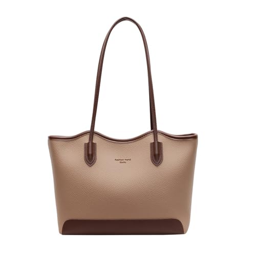 CORIOS PU Leder Aktentasche für Damen Elegante Handtasche mit Reißverschluss Große Schultertasche Henkeltaschen Laptoptasche Tragetasche mit Mehreren Taschen für Business Lehrertasche Büro Khaki von CORIOS