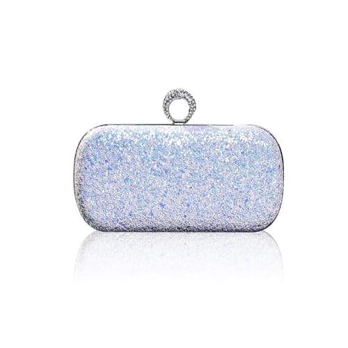 CORIOS Pailletten Clutch Tasche Damen Glitzer Abendtasche Hochzeit Brautbörse Handtasche Elegante Klein Tasche Funkelnd Schultertasche Glänzend Umhängetasche für Bankett-Party Abschlussball Weiß von CORIOS