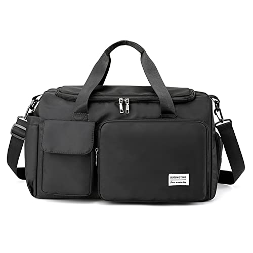 CORIOS Reisetaschen Duffle Bag für Damen/Herren Faltbare Weekender Übernachtung Tasche Nylon Sporttasche Groß Kapazität Umhänge Handtasche für Reisen Gym Urlaub Übernachtung Schwarz von CORIOS