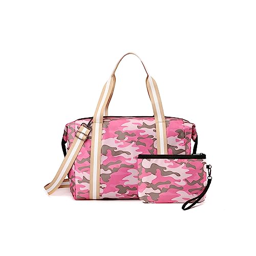 CORIOS Reisetaschen Duffle Bag für Damen Nylon Sporttasche Wasserdicht Fitnesstasche Groß Kabinenreisetasche Handgepäck Weekender Übernachtung Tasche Leichte Schwimmtasche Trainingstasche Rosa von CORIOS