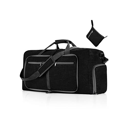 CORIOS Reisetaschen Duffle Bag für Herren/Damen 115L Faltbare Sporttasche Fitnesstasche Schwimmtasche Handgepäck Kabinenreisetasche Weekender Übernachtung Tasche Trainingstasche Schwarz von CORIOS
