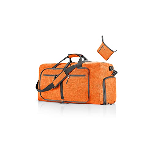 CORIOS Reisetaschen Duffle Bag für Herren/Damen 65L Faltbare Sporttasche Fitnesstasche Schwimmtasche Handgepäck mit Schuhfach Kabinenreisetasche Weekender Übernachtung Tasche Trainingstasche Orange von CORIOS