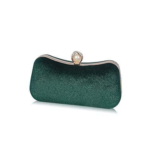 CORIOS Samt-Abendtaschen für Frauen Glitter Handtasche Shining Clutch Bag Glänzend Schultertasche Kette Tasche Portemonnaie Elegante Umhängetasche für Cocktail Party Tanzparty Abendparty Grün von CORIOS