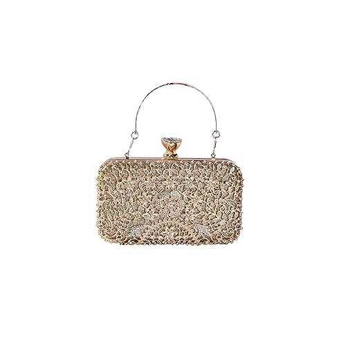 CORIOS Strass Clutch Damen Diamant Abendtasche Glitter Kristall Handtasche Elegant Schultertasche Klein Tasche Glänzend Umhängetasche für Geburtstag Cocktailparty Tanzparty Abendparty Gold von CORIOS