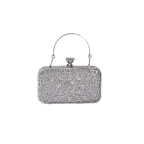 CORIOS Strass Clutch Damen Diamant Abendtasche Glitter Kristall Handtasche Elegant Schultertasche Klein Tasche Glänzend Umhängetasche für Geburtstag Cocktailparty Tanzparty Abendparty Silber von CORIOS