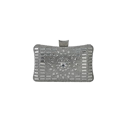 CORIOS Strass Clutch für Damen Shiny Abendtasche Diamant Clutch Tasche Elegante Umhängetasche Kette Schultertasche Klein Tasche für Hochzeit Abschlussball Bankett-Party Silber von CORIOS