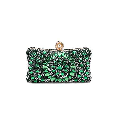 CORIOS Strass Clutch für Damen Shiny Abendtasche Diamant Clutch Tasche Kette Schultertasche Elegante Umhängetasche Klein Tasche für Hochzeit Bankett-Party Abschlussball Grün von CORIOS