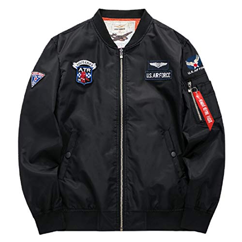 Coriresha Apollo NASA Patches Slim Fit Bomberjacken Windbreaker - Schwarz - XXX-Large von CORIRESHA