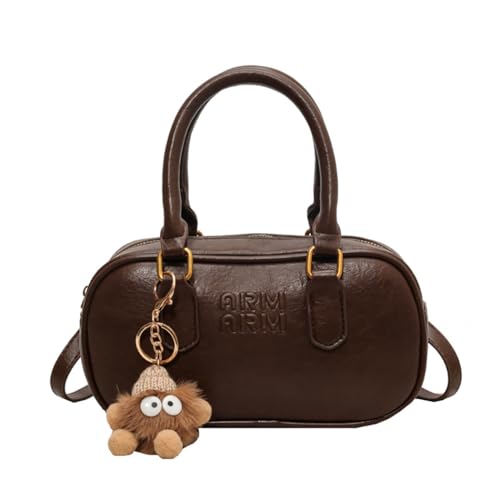 Damen-Umhängetasche, Schultertasche für Reisen, Handtasche, Hobo-Clutch mit Reißverschluss, Braun a von CORIYA