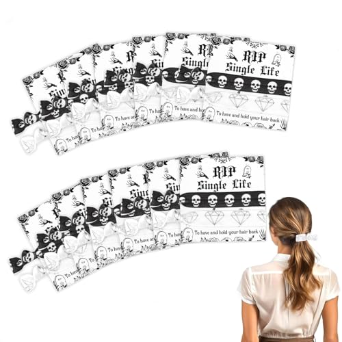 CORNER LACE Haargummis im Gothic-Stil für Junggesellinnenabschiede, Gothic-Totenkopf-Haarbänder mit Rissen, einzelne Lebenskarten, Brautparty, Hochzeit, Brautjungfern, Antragsgeschenke, Braut- oder von CORNER LACE