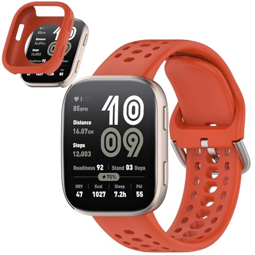 CORXEFXEF Kompatibel mit Amazfit Bip 6 (A2435) Uhrenarmbändern mit Schutzhülle, weiches Silikon, atmungsaktiv, verstellbares Armband, wasserdicht, Schnellverschluss, Ersatzband für Damen und Herren von CORXEFXEF
