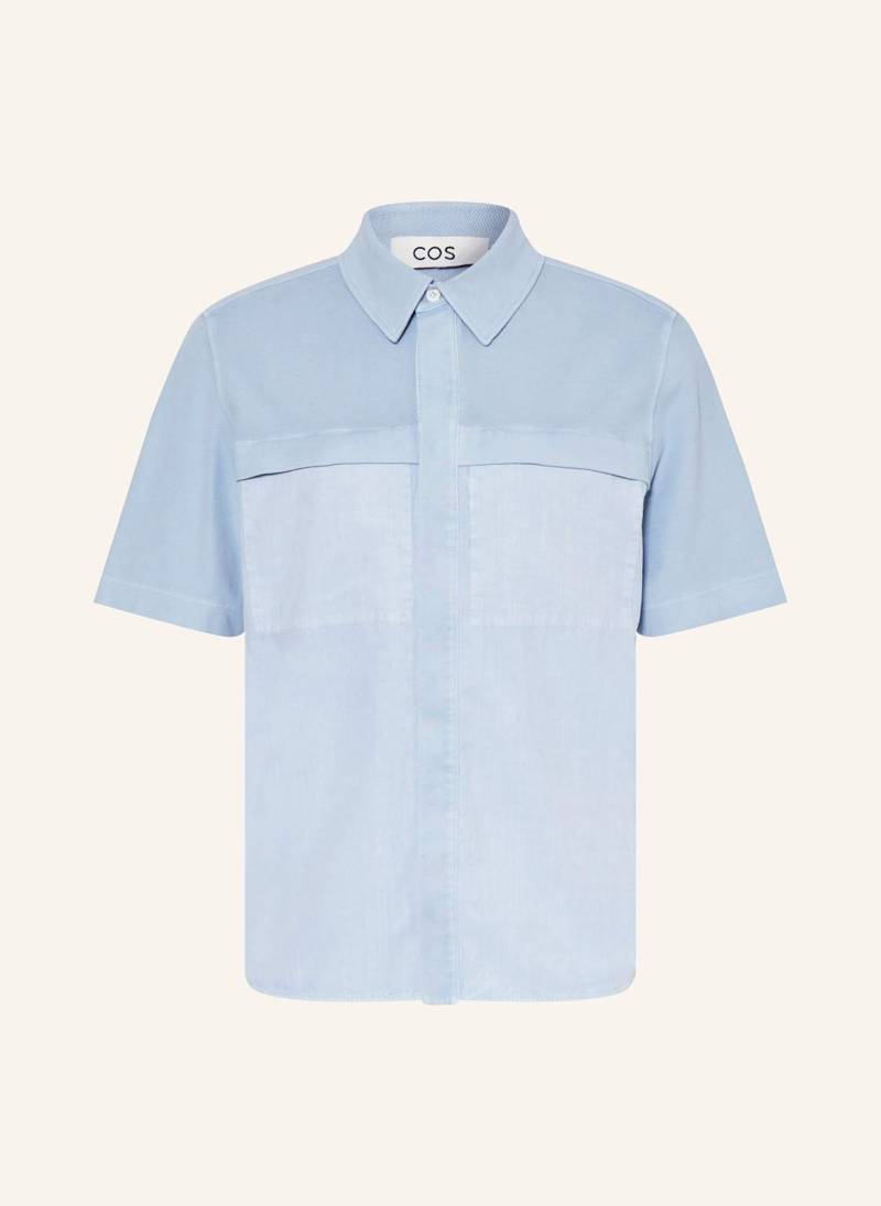Cos Kurzarm-Hemd Comfort Fit Im Materialmix blau von COS