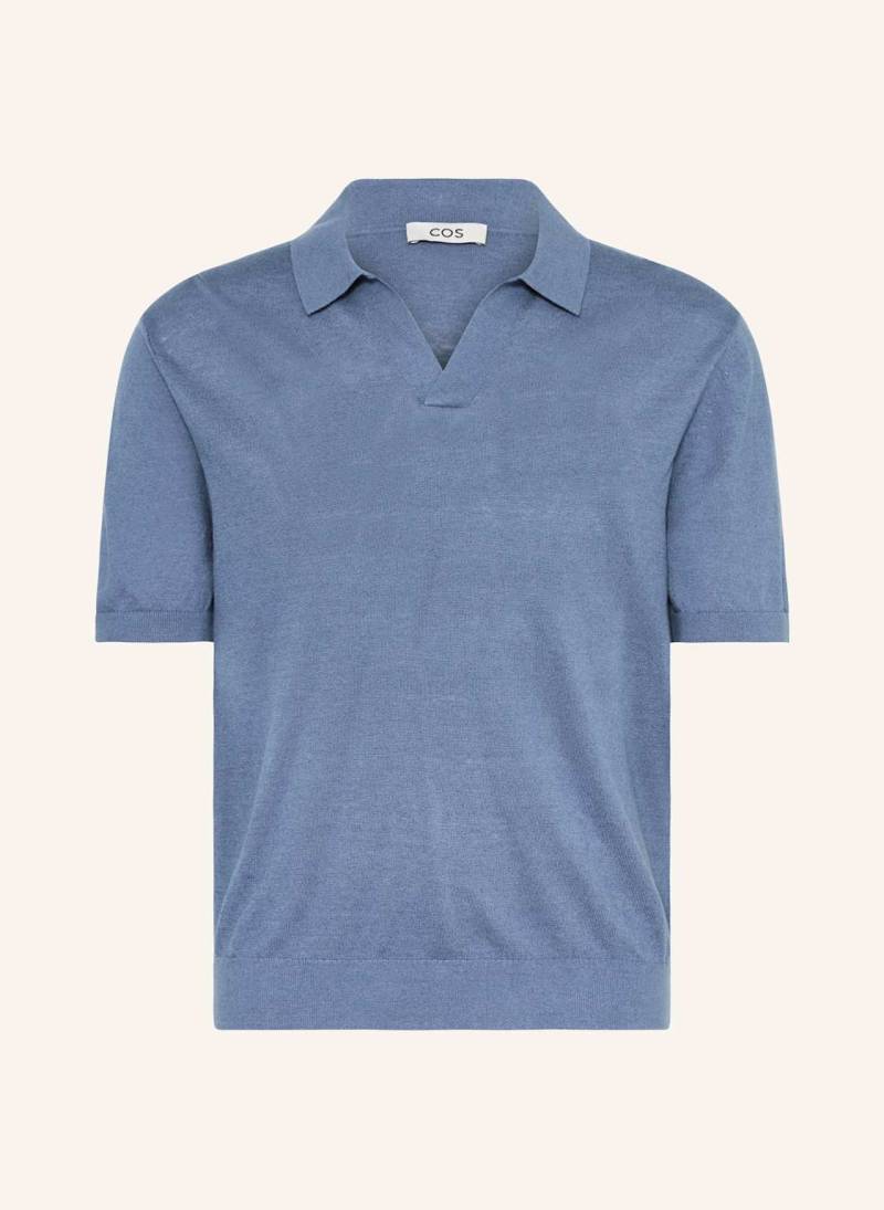 Cos Strick-Poloshirt Loose Fit Aus Leinen blau von COS