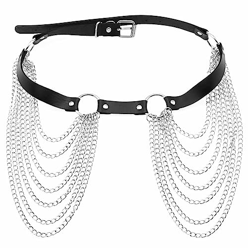 COSAUG Frauen Taille Kette Gürtel PU-Leder Körperkette Rave Schmuckzubehör von COSAUG