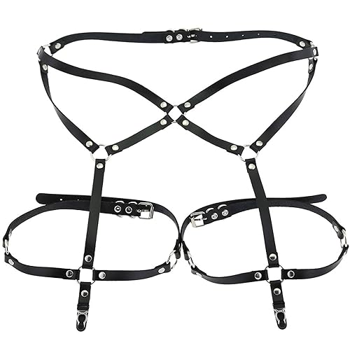 Leder Oberschenkel Harness Schwarz Rave Taille Gürtel, Goth Bein Garter Gürtel Körperschmuck von COSAUG