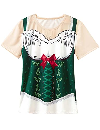 COSAVOROCK Bayerische Oktoberfest Kostüm T-Shirts Damen Grün 3XL COSAVOROCK Bayerische Oktoberfest Kostüm T-Shirts Damen Grün 3XL von COSAVOROCK
