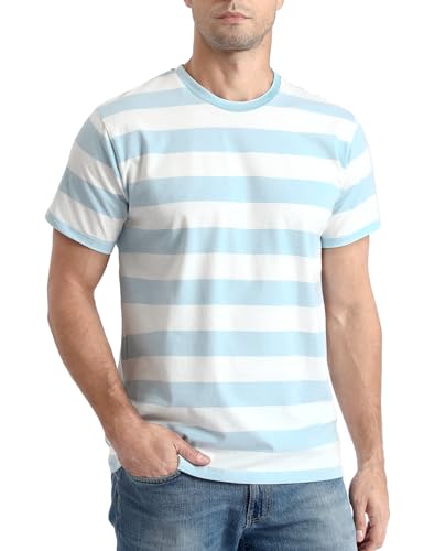 COSAVOROCK Blau Weiß Gestreiftes T-Shirt Kurzärmeliges Breton-Top für Herren XXL COSAVOROCK Blau Weiß Gestreiftes T-Shirt Kurzärmeliges Breton-Top für Herren XXL von COSAVOROCK