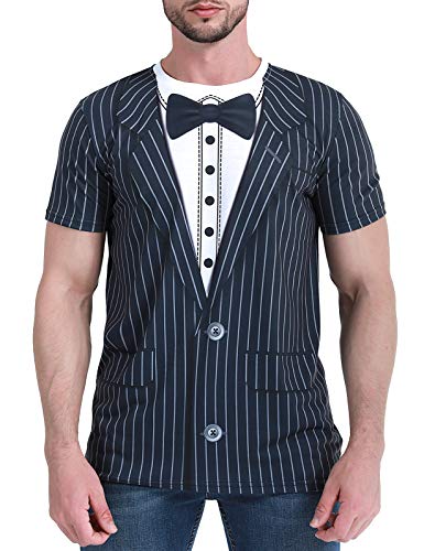 COSAVOROCK Gestreifte Smoking T-Shirts Herren (XXL, Fliege) von COSAVOROCK