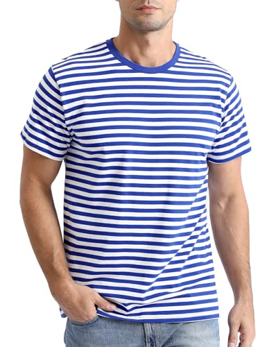 COSAVOROCK Gestreiftes T-Shirt Herren Kurzarm Karneval Ringelshirt Blau Weiß M COSAVOROCK Gestreiftes T-Shirt Herren Kurzarm Karneval Ringelshirt Blau Weiß M von COSAVOROCK