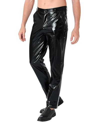 COSAVOROCK Herren 70er Jahre Disco Hose Metallic Glänzend Hosen, Schwarz, 30W COSAVOROCK Herren 70er Jahre Disco Hose Metallic Glänzend Hosen, Schwarz, 30W von COSAVOROCK