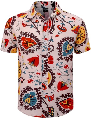 COSAVOROCK Herren Hippie 70er Jahre Hemd Blumen Hässliche Funky Hawaii Hemden M von COSAVOROCK