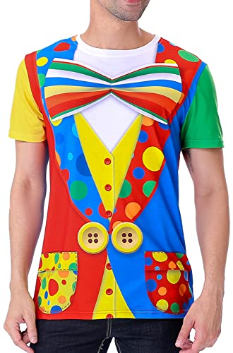 COSAVOROCK Clown Kostüm Herren Halloween Zirkus T-Shirts XXL von COSAVOROCK