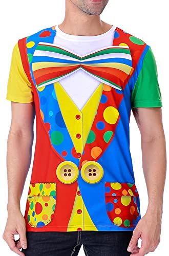 COSAVOROCK Clown Kostüm Herren Halloween Zirkus T-Shirts 4XL von COSAVOROCK