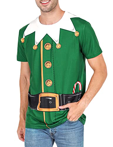 COSAVOROCK Herren Elfen Kostüm Weihnachts T-Shirts Grün XXL COSAVOROCK Herren Elfen Kostüm Weihnachts T-Shirts Grün XXL von COSAVOROCK