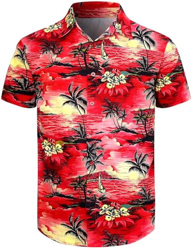 COSAVOROCK Herren Hawaii Hemd 3D Gedruckt Kurzarm Hawaiihemd Aloha Hemden, Rot, L COSAVOROCK Herren Hawaii Hemd 3D Gedruckt Kurzarm Hawaiihemd Aloha Hemden, Rot, L von COSAVOROCK