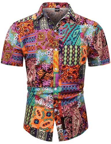 COSAVOROCK Herren Hippie 70er Jahre Hemd Blumen Hässliche Funky Hawaii Hemden XXL COSAVOROCK Herren Hippie 70er Jahre Hemd Blumen Hässliche Funky Hawaii Hemden XXL von COSAVOROCK