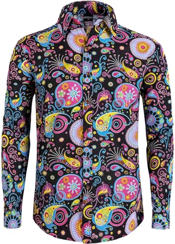 COSAVOROCK Herren Hippie 70er Jahre Hemd Blumen Hässliche Paisley Afrikanische Hemden XXL COSAVOROCK Herren Hippie 70er Jahre Hemd Blumen Hässliche Paisley Afrikanische Hemden XXL von COSAVOROCK