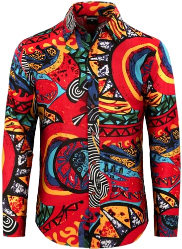 COSAVOROCK Herren Hippie 70er Jahre Hemd Hässliche Afrikanische Funky Hemden XXL COSAVOROCK Herren Hippie 70er Jahre Hemd Hässliche Afrikanische Funky Hemden XXL von COSAVOROCK