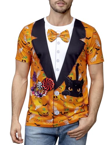 COSAVOROCK Herren Kürbis Halloween Kostüm Smoking T-Shirt Orange L COSAVOROCK Herren Kürbis Halloween Kostüm Smoking T-Shirt Orange L von COSAVOROCK