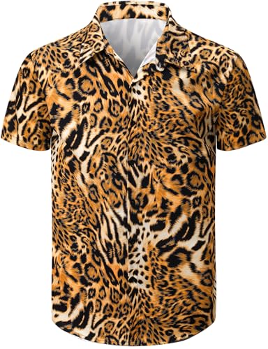 COSAVOROCK Herren Leopard Druck Hemd Hawaii Casual Kurzarm Hawaiihemd, Braun, L COSAVOROCK Herren Leopard Druck Hemd Hawaii Casual Kurzarm Hawaiihemd, Braun, L von COSAVOROCK